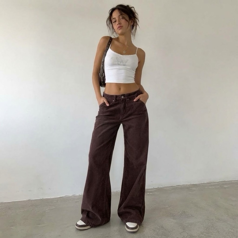 BDG Urban Outfitters High & Wide Baggy Corduroy Pants Brown Women's 24x27